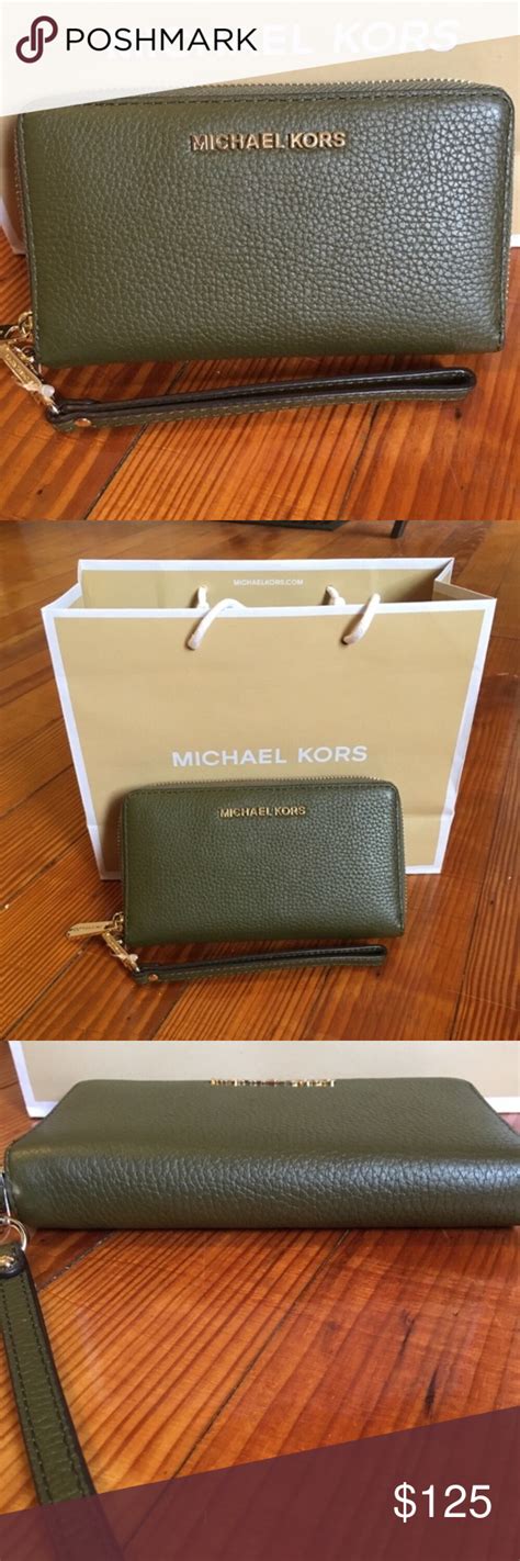 michael kors wallet olive green|Michael Kors olive green handbag.